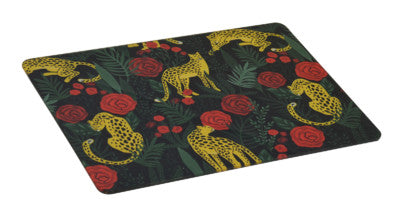 GLASS CHOPPING BOARD RECTANGLE LEOPARD FLOWER
