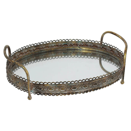 DECOR OVAL HANDLED TRAY 31X23CM