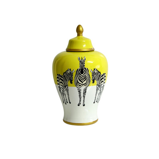 GINGER JARHALF YELLOW AND ZEBRAS