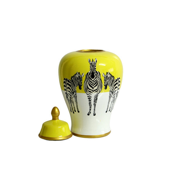 GINGER JARHALF YELLOW AND ZEBRAS