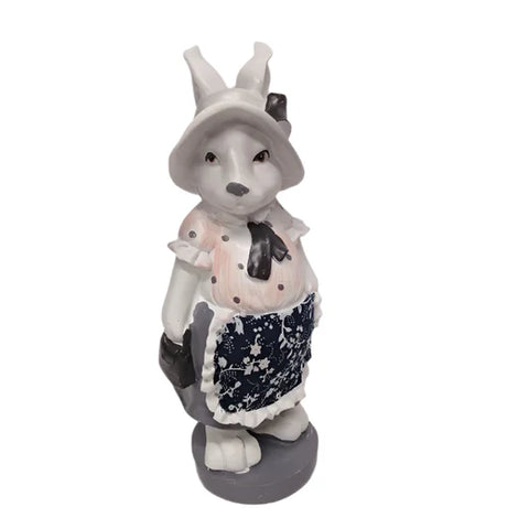 RABBIT WITH BLUE FLOWER APRON 21CM