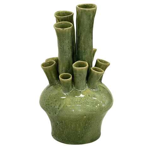 Y CERAMIC JADE PIPED VASE