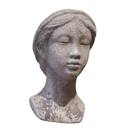 LARGE GREY CERAMIC FEMALE BUST PLANTER