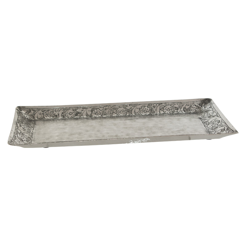 MOROCCAN RECT PLATE SILVER 40X20CM
