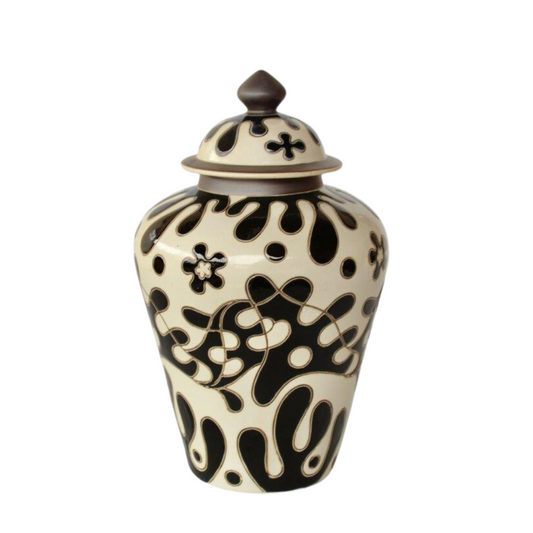SMALL CREAM BLACK GREY GINGER JAR
