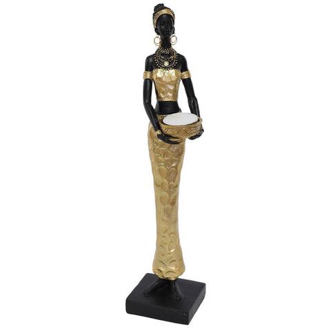 AFRICAN LADY BASKET ON HIP 37CM