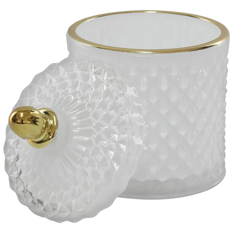 WHITE/GOLD TRINKET BOX 14X9CM