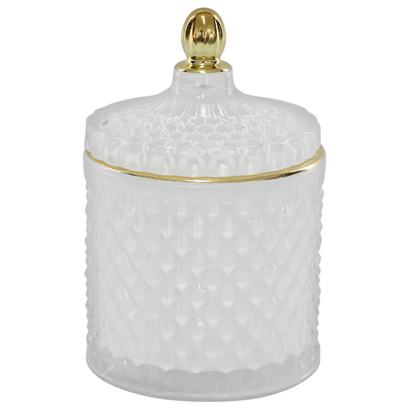 WHITE/GOLD TRINKET BOX 14X9CM