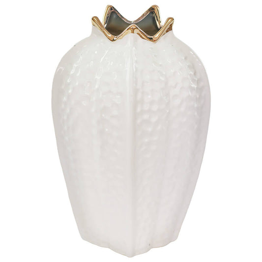 GOLD/WHITE POMEGRANATE VASE 38CM