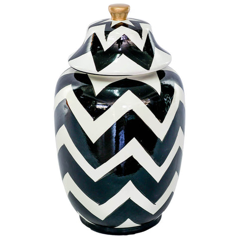 BLACK/WHITE ZIGZAG JAR/LID