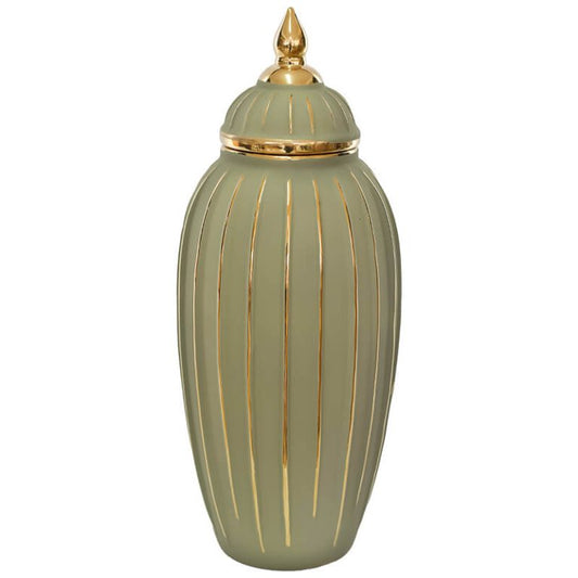 GOLD/SAGE GINGER JAR/LID 45CM