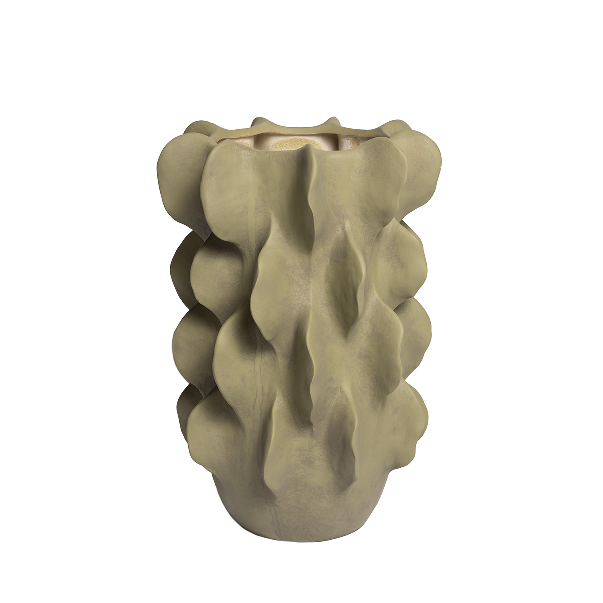 CERAMIC OLIVE SUED VASE OLIVE GREEN