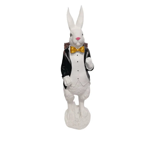 RABBIT WITH GOLD BOWTIE 52CM