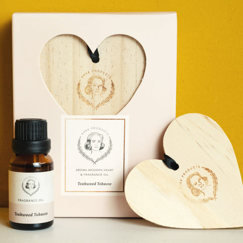 TEAKWOOD TOBACCO HEART  TAG  WITH ESSENTIAL OIL