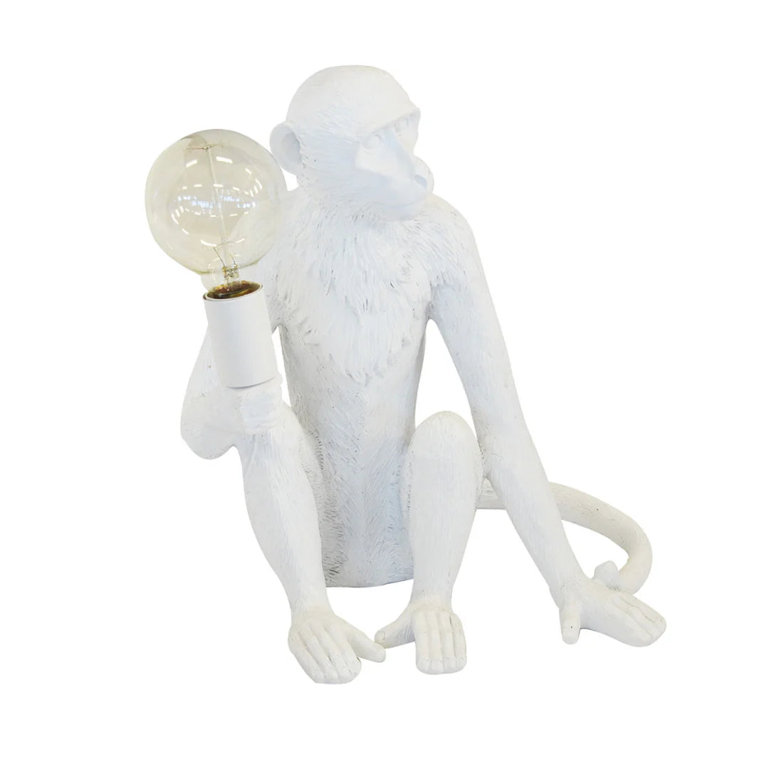 RESIN MONKEY LAMP X.LARGE WHITE 40CM