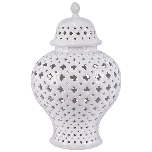 EXTRA LARGE WHITE CUTOUT GINGER JAR