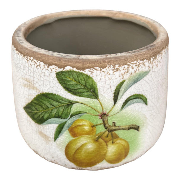 CERAMIC FOOTED POT PEACH BRANCH 10cm