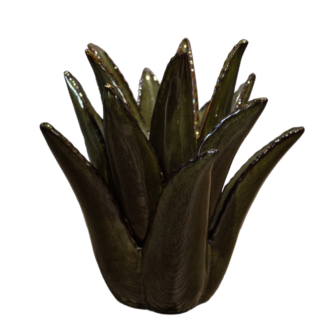 Y CERAMIC SPIKED ALOE GREEN SMALL