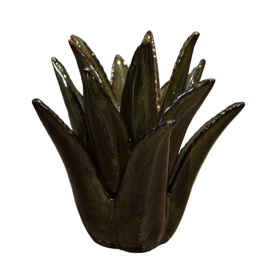 Y CERAMIC SPIKED ALOE GREEN SMALL