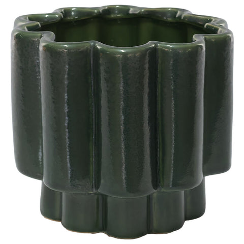 SEAWEED GREEN WAVE POT 16X18CM