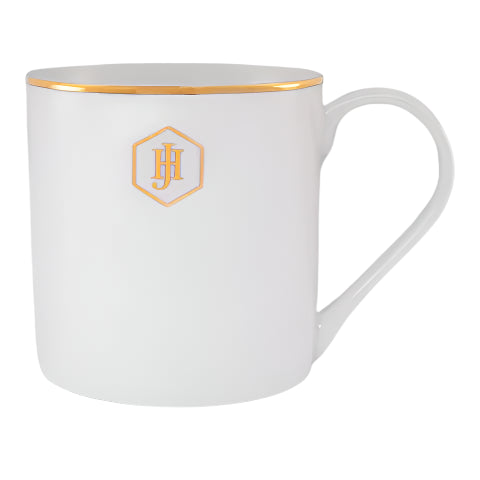JAN WHITE COFFEE MUG GOLD BAND GIFT BOX
